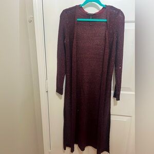 White House BlackMarket Sequin Plum Colored Duster - NWOT